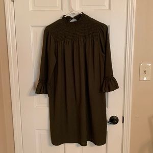 Olive green bell sleeve dress